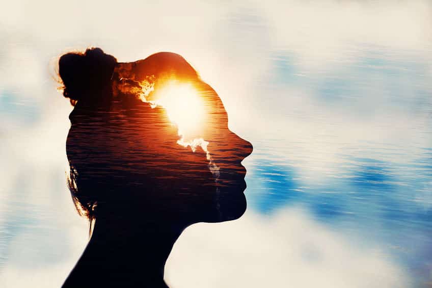 The Light Head. Power of mind concept.